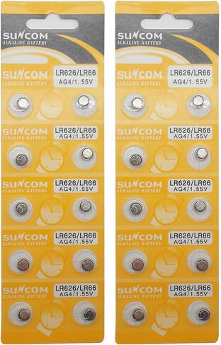 SUNCOM (20 قطعة) بطارية خلية زر قلوية AG4 1.5 فولت للاستخدام الفردي LR626 LR66 SR626 V377 GP377 606 ساعة ألعاب كاميرات التحكم عن بعد in Saudi Arabia
