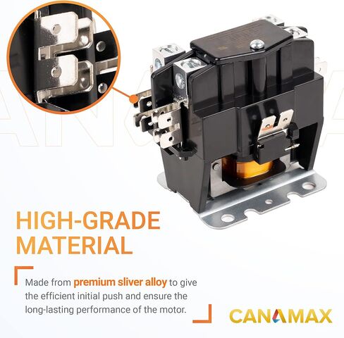 Canamax Premium 1 Pole Contactor 40 أمبير 24VAC ملف مناسب تمامًا مع المرحلات ومكيف الهواء والمضخة الحرارية وأنظمة التبريد in Kuwait