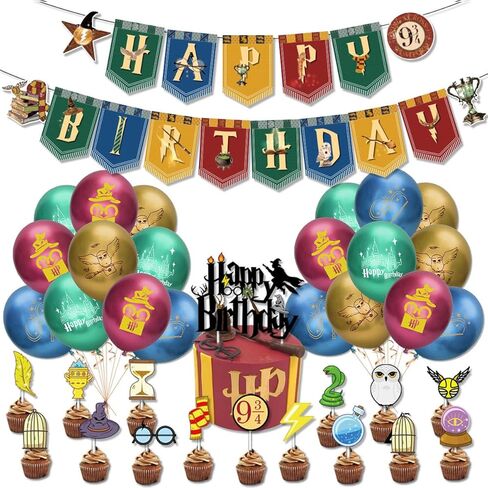 ديكورات لوازم حفلات أعياد الميلاد من Magic Wizard، تتضمن أغطية الكب كيك، وبالونات لاتكس، وخلفية عيد ميلاد سعيد ولافتة in Kuwait