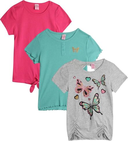 Real Love Girls' T-Shirt - 3 Pack Cute Fashion Short Sleeve Shirts - Trendy Graphic Tees - T-Shirt Multipack for Girls (7-16) in Saudi Arabia