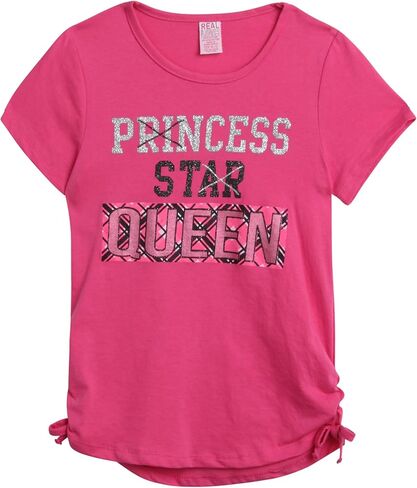 تي شيرت للفتيات من Real Love - عبوة من 3 قمصان أنيقة بأكمام قصيرة - تي شيرتات برسومات عصرية - مجموعة تي شيرت متعددة للفتيات (7-16) in Kuwait