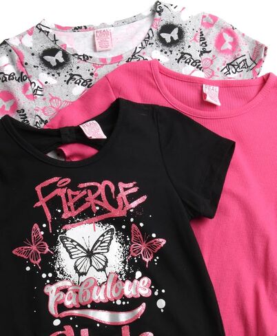 Real Love Girls' T-Shirt - 3 Pack Cute Fashion Short Sleeve Shirts - Trendy Graphic Tees - T-Shirt Multipack for Girls (7-16) in Saudi Arabia
