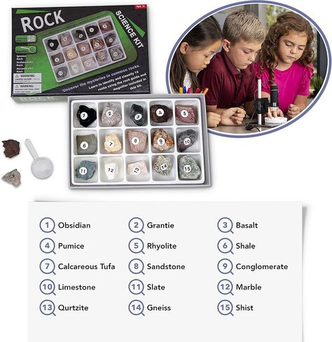 IQCREW من AmScope - مجموعة أنشطة المجهر الأحفوري، مجهر LED محمول 60X-120X، مجموعة عينات أحفورية فاخرة مكونة من 18 قطعة، كتاب أحفوري وحقيبة مجهر محمولة -HH612-FSL in Saudi Arabia