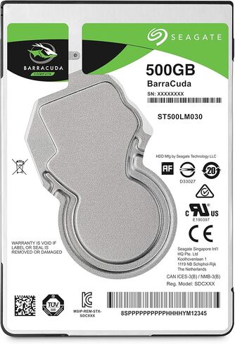 محرك الأقراص الصلبة الداخلي Seagate BarraCuda سعة 500 جيجابايت - 2.5 بوصة SATA 6 جيجابايت/ثانية 5400 دورة في الدقيقة 128 ميجابايت ذاكرة تخزين مؤقت للكمبيوتر المحمول - عبوة خالية من الإحباط (ST500LM030) (متجدد) in Saudi Arabia