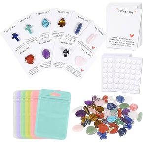 49 Sets Bulk Color combination of the 7 chakras,Pocket Hug Token Gift Bulk Hug Cards with 7 shapes Natural stone Keepsake Exchange Relationship Cards for Colleagues Family Distance Social Celebration of Life Gift in Saudi Arabia