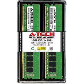 مجموعة A-Tech 16 جيجابايت (2 × 8 جيجابايت) من ذاكرة الوصول العشوائي لـ ASUS TUF B360-PRO WiFi، B450M-PRO، Z270 Mark 2، Z390-PLUS WiFi | ترقية ذاكرة DDR4 2666 ميجاهرتز PC4-21300 DIMM غير متوافقة مع نظام تصحيح الأخطاء (ECC) UDIMM in Kuwait