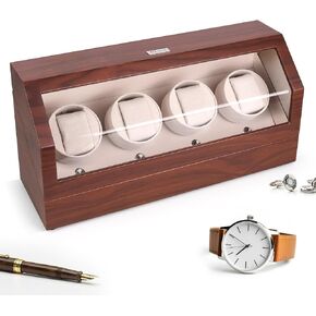Heiden Automatic Quad Watch Winder - Matte Black Wood Finish - Japanese Motor - AC Adapter Included - Independent Settings - 12 Multiple Settings in Saudi Arabia