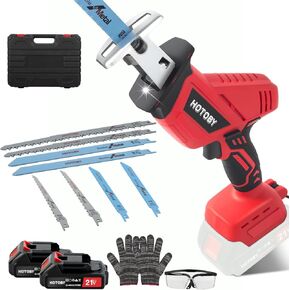 Reciprocating Saw, Cordless, Electric Reciprocating Saw with 2 Batteries, Includeds 8 Blades Kit, Tool-free Blade Change, Variable Speed, Multi-Purpose, For DIY Wood Metal PVC Cutting (Orange) in Saudi Arabia