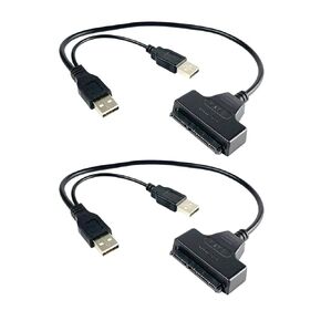 قطعتان من كابلات محول القرص الصلب ATA التسلسلي مقاس 2.5 بوصة من USB إلى مزود طاقة USB، سلك محول سهل لنقل البيانات والنسخ الاحتياطي متوافق مع أجهزة الكمبيوتر المحمولة in Kuwait