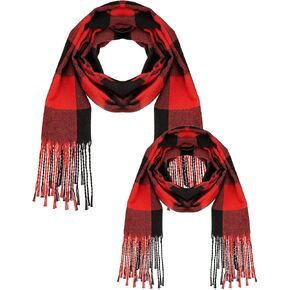 SATINIOR 2 Pieces Women Buffalo Plaid Scarf Winter Buffalo Check Scarves Warm Blanket Scarf Plaid Wrap Shawl in Saudi Arabia
