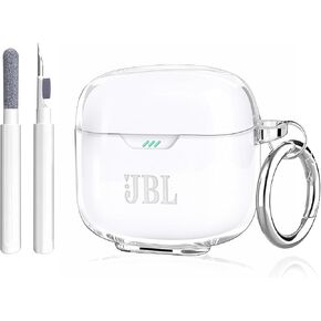 حافظة سماعات أذن JBL Tune Flex شفافة، حماية كاملة من جلد TPU الشفاف الناعم لغطاء حافظة JBL Tune Flex، ملحقات سماعات الرأس المقاومة للصدمات مع حلقة تسلق وقلم تنظيف - شفاف in Kuwait