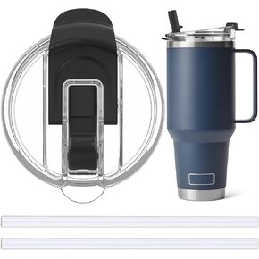 Jmoe USA 42oz، 35oz، 30oz، 26oz غطاء بديل من القش لـ Yeti Rambler بمقبض | يناسب تقليل الأكواب بوزن 40oz | تناسب قارورة هيدروفولسك ترافيلير بوزن 32 أونصة و40 أونصة | ملحق مانع للتسرب 2 في 1 (عبوة واحدة) in Saudi Arabia