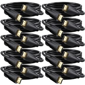 8K HDMI Cable 10 Pack 10 FT, 48Gbps HDMI 2.1 Cable Support 8K@60Hz, 4K@120Hz, HDR10+, eARC, 3D, Dolby Compatible with Monitor, HDTV, Projector, Soundbar, Laptop, PS5/PS4, Xbox in Kuwait