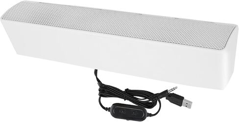 مكبر صوت يعمل بمنفذ USB، صوت ستيريو ثلاثي الأبعاد مع تقنية DSP Bass للتحكم في مستوى الصوت وإضاءة LED زرقاء ومكبرات صوت الكمبيوتر لأجهزة الكمبيوتر المحمول والهواتف الذكية والأجهزة اللوحية MP3 MP4 (أبيض) in Kuwait