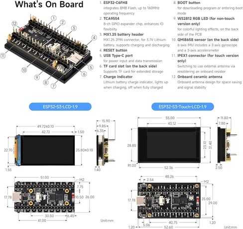 Waveshare ESP32-C6 لوحة تطوير العرض 1.9 بوصة، 170 × 320 بكسل، 262 ألف لون، معالج RISC-V أحادي النواة بسرعة 160 ميجاهرتز، WiFi 6 وبلوتوث، دعم دوران 90 درجة، ESP32 مع تكامل العرض in Kuwait