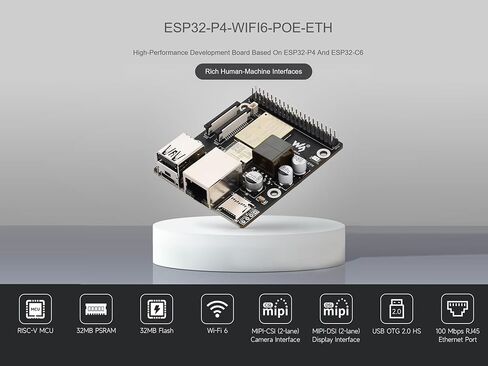 مجموعة لوحة تطوير Waveshare ESP32-P4-WIFI6-POE-ETH بناءً على ESP32-P4 وESP32-C6، وحدة PoE المتكاملة، تدعم Wi-Fi 6 وBluetooth 5، مع MIPI-CSI/DSI، USB OTG 2.0، منفذ Ethernet، إلخ. in Kuwait