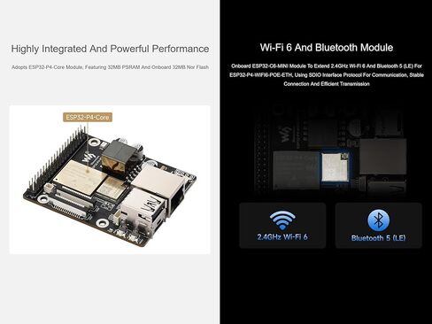 مجموعة لوحة تطوير Waveshare ESP32-P4-WIFI6-POE-ETH بناءً على ESP32-P4 وESP32-C6، وحدة PoE المتكاملة، تدعم Wi-Fi 6 وBluetooth 5، مع MIPI-CSI/DSI، USB OTG 2.0، منفذ Ethernet، إلخ. in Kuwait