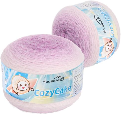 Cake Yarn 2 Pack, 200g (7oz) Each, 456m (499yds), 73% Acrylic 19% Nylon 8% Wool, Large Gradient Yarn for Knitting & Crocheting, Perfect for Colorful Blankets & DIY Crafts in Saudi Arabia