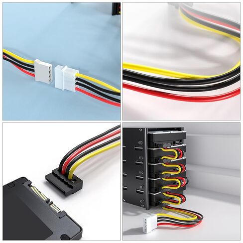 كابل محول الإمداد التسلسلي NOLITOY محول 4-pin إلى 15-pin لمحركات الأقراص الصلبة مقاس 3.5/2.5 بوصة ومحركات الأقراص الضوئية المتوافقة مع أجهزة الكمبيوتر HDD SSD in Kuwait