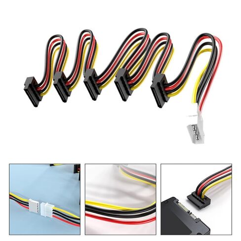 BESPORTBLE Serial ATA Hard Drive Power Cable Adapter 4-pin to 15-pin Power Supply Cord for 3.5/2.5 Inch Hard Drives Compatible with Replacement in Kuwait