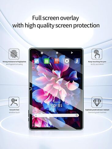 واقي شاشة لجهاز ZONKO Tab D126 Pro مقاس 11 بوصة، جهاز لوحي Android 14، مضاد للخدش بصلابة 9H حساسة للمس، حواف مستديرة 2.5D خالية من الفقاعات، سهل التركيب، عبوتان. in Kuwait