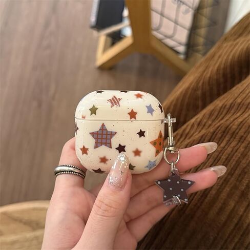 متوافق مع حافظة AirPods 4 مع مجموعة أدوات التنظيف، حافظة لطيفة على شكل نجمة قديمة وسلسلة مفاتيح ناعمة من مادة TPU مقاومة للصدمات لأجهزة Airpods الجيل الرابع - بيج in Kuwait