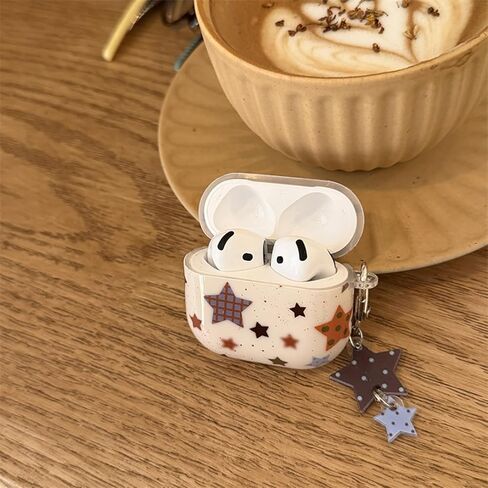 متوافق مع حافظة AirPods 4 مع مجموعة أدوات التنظيف، حافظة لطيفة على شكل نجمة قديمة وسلسلة مفاتيح ناعمة من مادة TPU مقاومة للصدمات لأجهزة Airpods الجيل الرابع - بيج in Kuwait