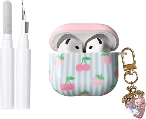 متوافق مع حافظة AirPods 4 مع مجموعة أدوات التنظيف، حافظة لطيفة على شكل نجمة قديمة وسلسلة مفاتيح ناعمة من مادة TPU مقاومة للصدمات لأجهزة Airpods الجيل الرابع - بيج in Kuwait