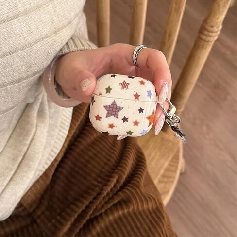 متوافق مع حافظة AirPods 4 مع مجموعة أدوات التنظيف، حافظة لطيفة على شكل نجمة قديمة وسلسلة مفاتيح ناعمة من مادة TPU مقاومة للصدمات لأجهزة Airpods الجيل الرابع - بيج in Kuwait
