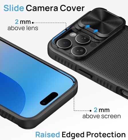 حافظة لهاتف iPhone 16 Pro Max مع حامل، متوافقة مع MagSafe، غطاء كاميرا منزلق، مقاس نحيف، حماية من الدرجة العسكرية، حافظة هاتف مغناطيسية صلبة للرجال لهاتف iPhone 16 Pro Max 2024، أسود in Kuwait