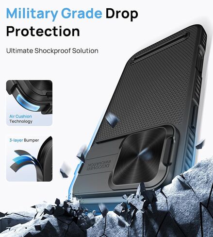 حافظة لهاتف iPhone 16 Pro Max مع حامل، متوافقة مع MagSafe، غطاء كاميرا منزلق، مقاس نحيف، حماية من الدرجة العسكرية، حافظة هاتف مغناطيسية صلبة للرجال لهاتف iPhone 16 Pro Max 2024، أسود in Kuwait