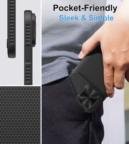 حافظة لهاتف iPhone 16 Pro Max مع حامل، متوافقة مع MagSafe، غطاء كاميرا منزلق، مقاس نحيف، حماية من الدرجة العسكرية، حافظة هاتف مغناطيسية صلبة للرجال لهاتف iPhone 16 Pro Max 2024، أسود in Kuwait