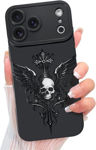 KANGHAR Compatible with iPhone 16 Case Aesthetic Bless Cross Designed for Women Girls Men, Slim Fit Soft TPU Shockproof Protective Cover - Black in Kuwait