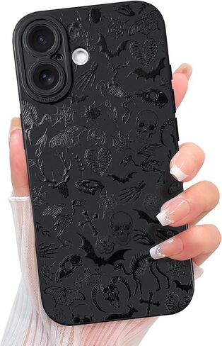 KANGHAR Compatible with iPhone 16 Case Aesthetic Bless Cross Designed for Women Girls Men, Slim Fit Soft TPU Shockproof Protective Cover - Black in Kuwait