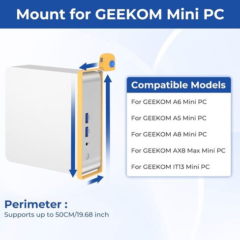 Universal Mount for Geekom Mini PC Mount, for Geekom A6, A5, ‎A8, AX8 Max,A9, IT13 Mini PC, Vesa Mount/Connect VESA Arm, Mounts on The Back of a Monitor with Screws, Black in Kuwait