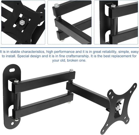 Adjustable Monitor Wall Mount Bracket with Swivel Tilt Rotation Triple Arm LCD Tv Holder for Flat Screen Televisions Stable and Easy to Install in Saudi Arabia