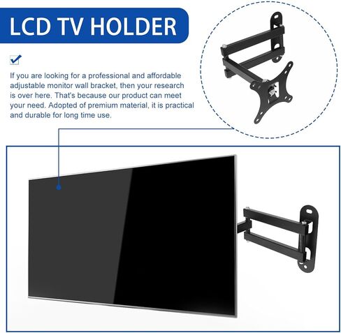 Adjustable Monitor Wall Mount Bracket with Swivel Tilt Rotation Triple Arm LCD Tv Holder for Flat Screen Televisions Stable and Easy to Install in Saudi Arabia