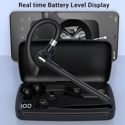 Tangxi 5.4 Headset, Wireless Single Ear Earphone with Dual Mic, ENC Noise Cancelling Earbud with Charging Case, 36Hrs Talk Time, for Trucker Driver Office Work in Saudi Arabia