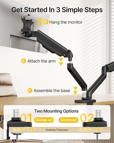 monTEK Dual Monitor Mount Fits 17-32 Inch Screens Holds 19.8lbs, Fully Adjustable Dual Monitor Stand, with Clamp/Grommet, Cable Management, Quick Release Plate, VESA 75/100mm, MA1013BK-D in Saudi Arabia