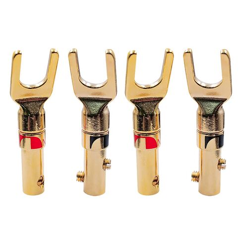 Granvela Spade Plugs for Speakers - Gold-Plated Y-Shaped Fork Plugs for Speaker Wire (2 Pairs) in Saudi Arabia