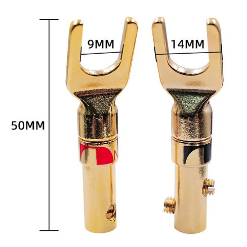 Granvela Spade Plugs for Speakers - Gold-Plated Y-Shaped Fork Plugs for Speaker Wire (2 Pairs) in Saudi Arabia