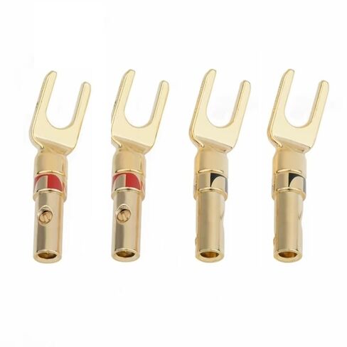 Granvela Spade Plugs for Speakers - Gold-Plated Y-Shaped Fork Plugs for Speaker Wire (2 Pairs) in Saudi Arabia