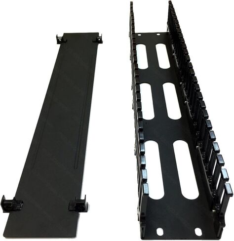Electriduct 2U 25 Slot Easy Access Lid Cable Manager (أصابع بلاستيكية / قاعدة معدنية وغطاء) نظام إدارة الأسلاك لحامل الخادم in Kuwait