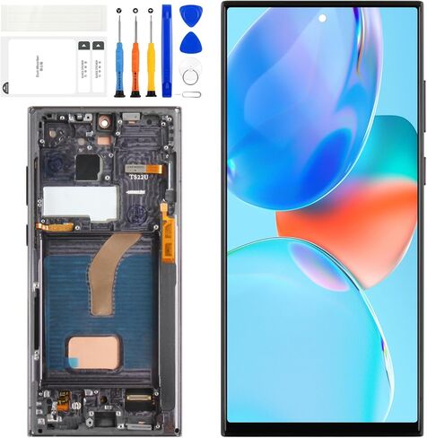 Galaxy S22 Ultra 5G LCD Display Screen Assembly Replacement for Samsung Galaxy S22 Ultra LCD Touch Digitizer Screen with Frame +Tool Kits S908U S908A US Version Black(TFT,Fingerprint not Support) in Saudi Arabia