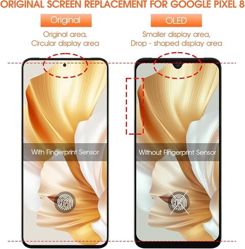 استبدال شاشة LCD الأصلية لـ Google Pixel 8 5G لشاشة Google Pixel 8 LCD GKWS6 G9BQD جزء إصلاح مجموعة رقمنة اللمس مع الإطار (مع وظيفة بصمة الإصبع) in Kuwait