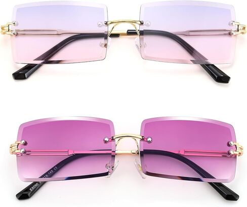 FEISEDY نظارات شمسية كلاسيكية بدون إطار مستطيلة بدون إطار بلون الحلوى للنساء والرجال B2642 in Kuwait