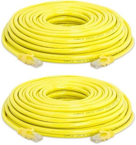CAT 6 500MHz UTP ETHERNET LAN Network Cable - 50 FT Yellow - Pack of 2 in Saudi Arabia