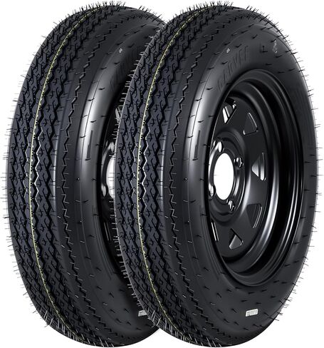 قطعتان من إطارات المقطورة على الحافة 4.80-12 480-12 4.80x12 إطارات مقطورة و4 عروات على 4 بوصات PCD 12 عجلات سوداء in Saudi Arabia