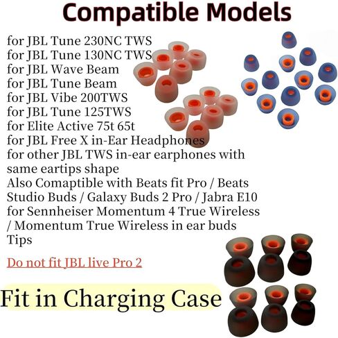 12PCS Eartips for June 230NC TWS/Tune 125TWS /Tune 130NC TWS Free X Soft Silicone Eargels Secure fit for JBL Tune TWS Earbuds Ear Tips Noise-Isolating Washable 6 Pairs in a Box, SML (Blue) in Saudi Arabia