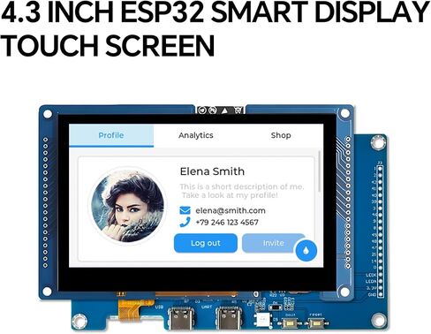 ESP32-S3 Display 4.3inch IPS 800 * 480 ESP32 Capacitive Touch Screen, Compatible with WiFi Arduino,LVGL,32-bitLX7 Dual-Core Processor, Up to 240MHz,Supports W-i-F-i&Blue-Too-th in Saudi Arabia